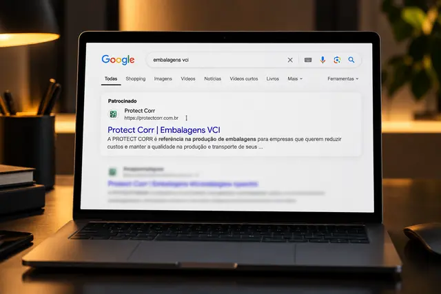 Notebook mostrando um anúncio no Google